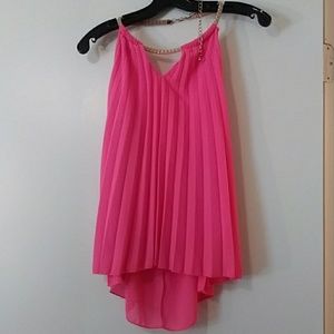 Fuschia pleated dressy top